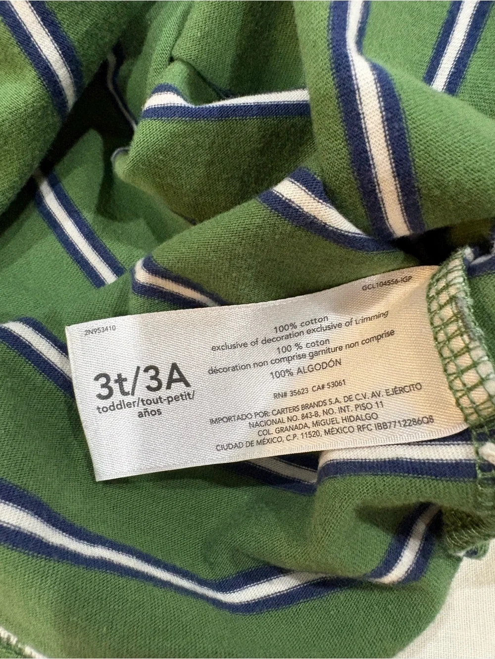 2 For $15 Carter's Striped Dino Henley Top & Navy Pants Outfit Set Size 3T